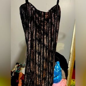 Womens Black and rose gold mid thigh dress